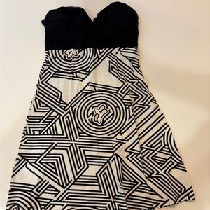 Fox Black and White Strapless Dress